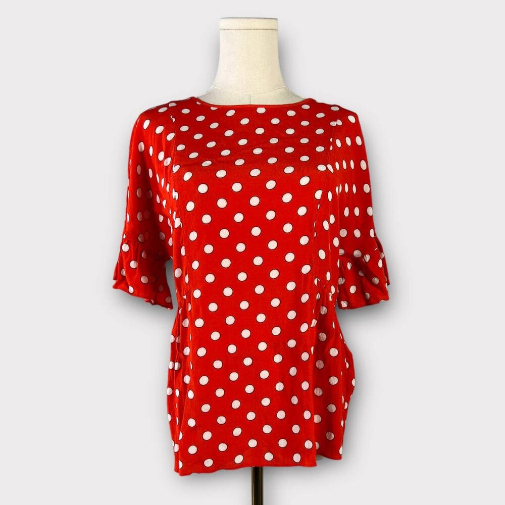 Boden Carolina Red White Polka Dot Blouse Size 6